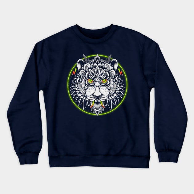 Retrowave Tiger Crewneck Sweatshirt by GODZILLARGE